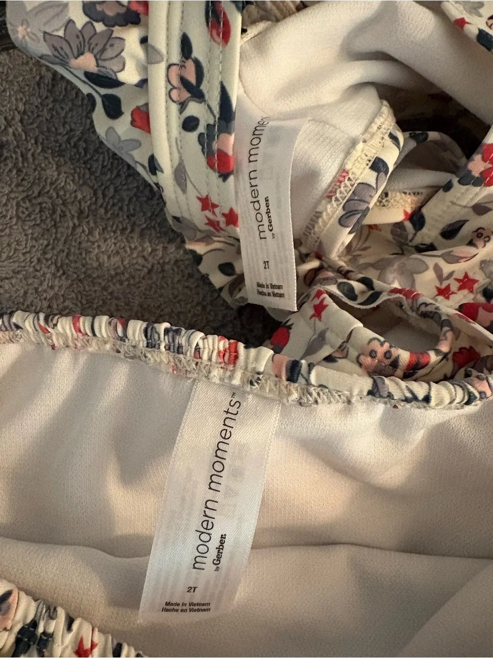 NWT Modern Moments By Gerber Toddler Bikini Swimsuit 2T Ivory Floral UPF-50